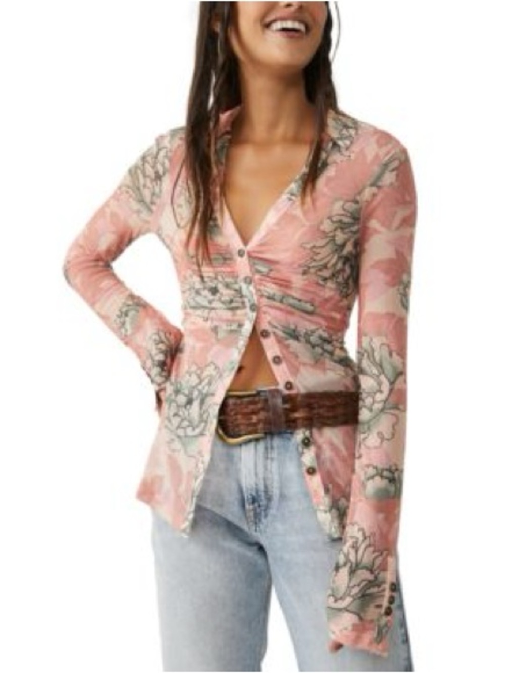Free People Lucky Shirtee Mesh XS NWT